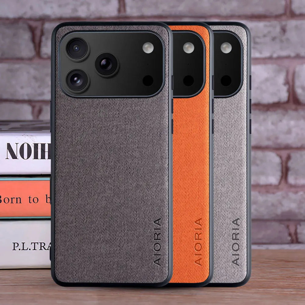 Case for Apple iPhone 18 Pro Max Duo Textile Leather Fashion Soft TPU Hard PC 3 In1 Material for iPhone 18 Case Funda Coqua