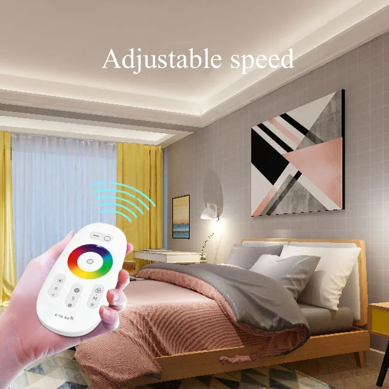 Contrôleur LED sans fil 2,4 GHz 12 V 24 V 18 A, contrôleur RGB RGBW avec panneau tactile mural et télécommande, pour ruban LED /ampoule /spot encastré RGB