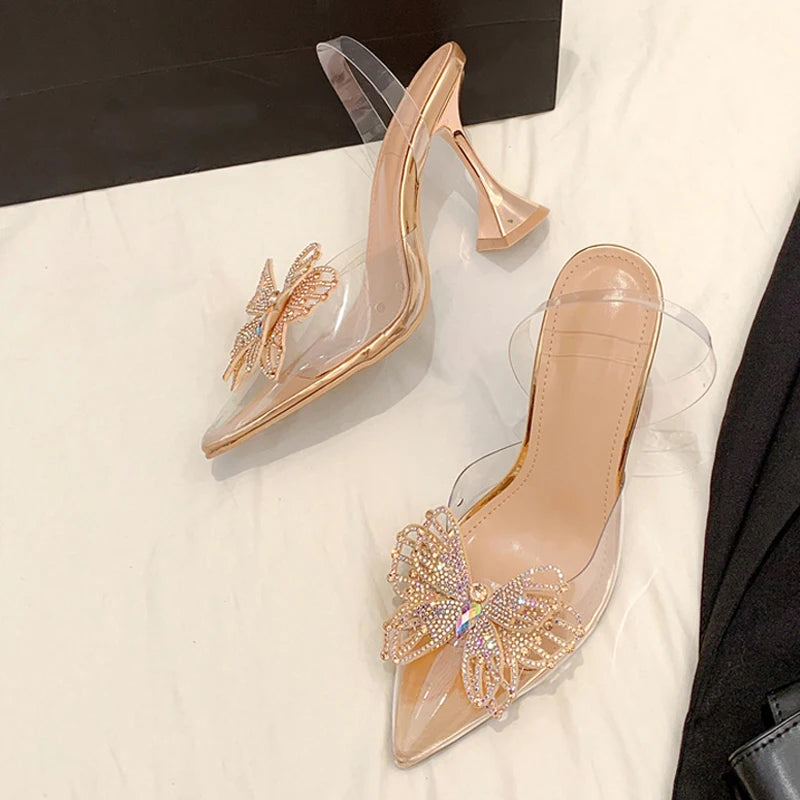 Slingback donna Liyke trasparenti con farfalla luminosa