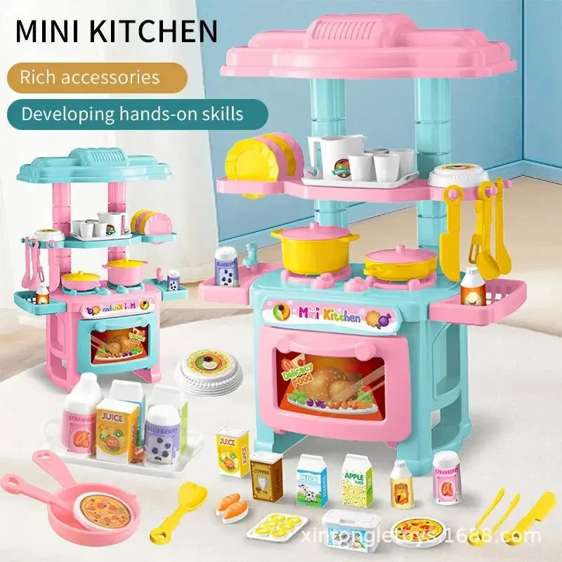 Mini-Küchenspielset für die Arbeitsplatte, DIY-Spielküche mit Spiellebensmitteln und Geschirr, Rollenspiel-Spielzeug als Geschenk für Jungen und Kinder