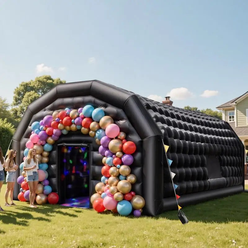 Inflatable party tent 8x6x4 m, cube tent for disco nightclub, pavilion wedding tent with 1100W blower, sandbag, 2 windows for events, birthday, wedding, black
