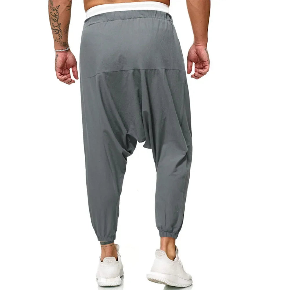 Men's Harem Pants Drop Crotch Japanese Streetwear Individualized Design Track Pants Ankle Length Casual Oversized Male Pants