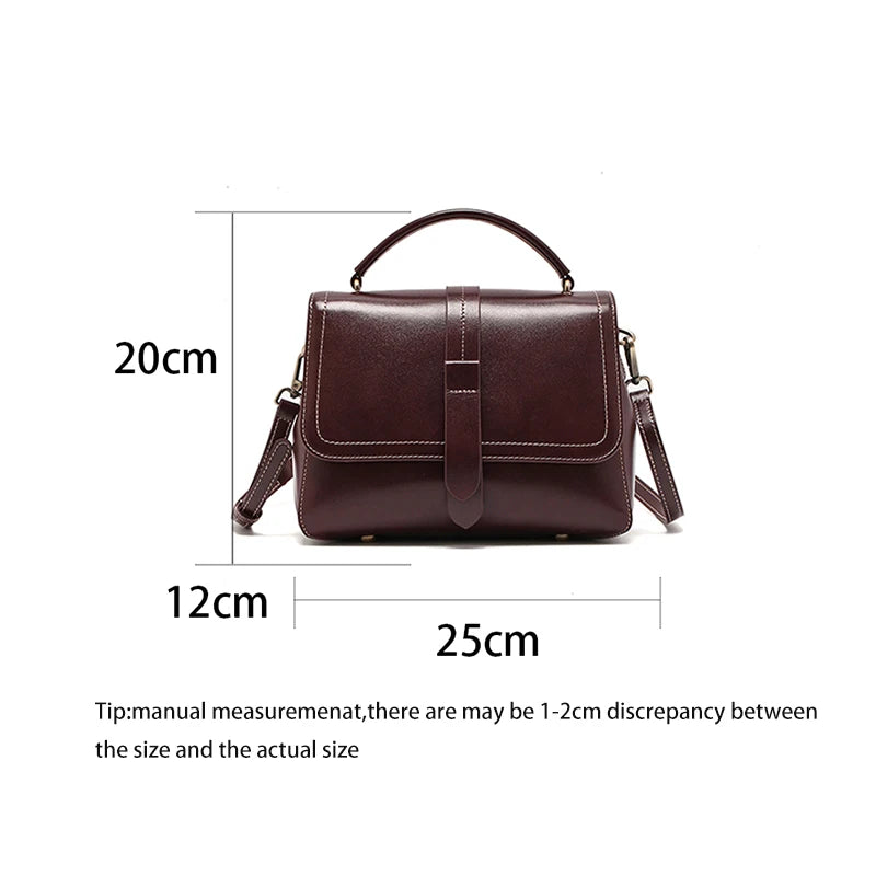 Genuine Leather Handbags Women Mini Square Flap Cross Body Bags Ladies Luxury Designer First Layer Cowhide Purses Shoulder Bag