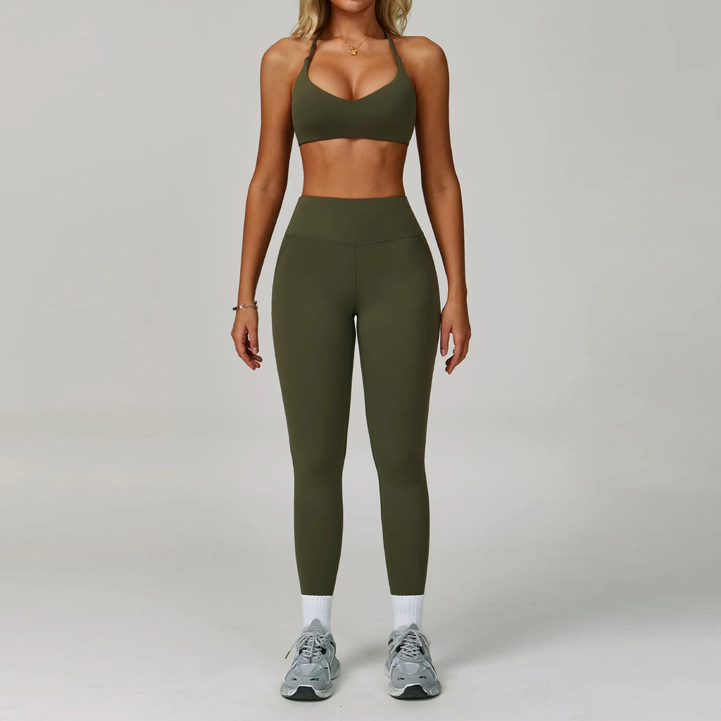 Yoga-Set für Damen, 2-teilig, Top und Leggings