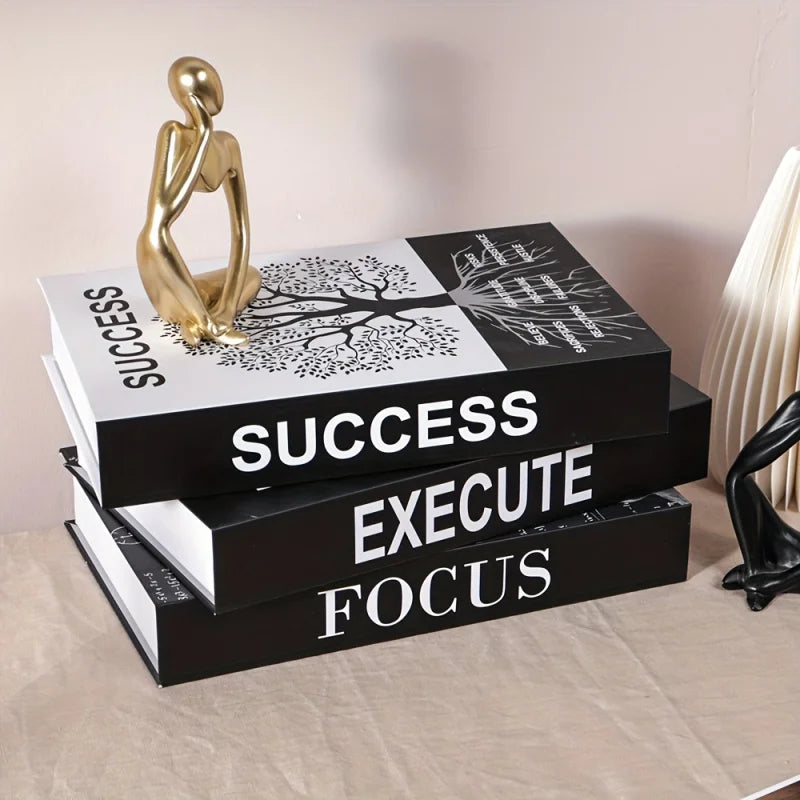 Lot de 3 livres décoratifs inspirants pour bureau, adaptés à la décoration du bureau à domicile, de la pièce, faux livres, décoration d'intérieur