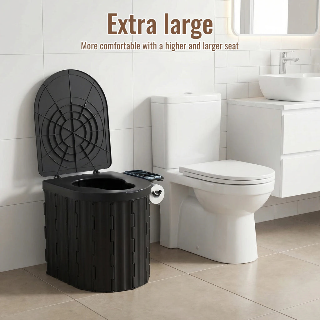 Multifunctional Portable Folding Toilet ABS Lightweight Camping Travel Commode with Lid 400lbs Load for Outdoor Fishing Hiking Road Trip