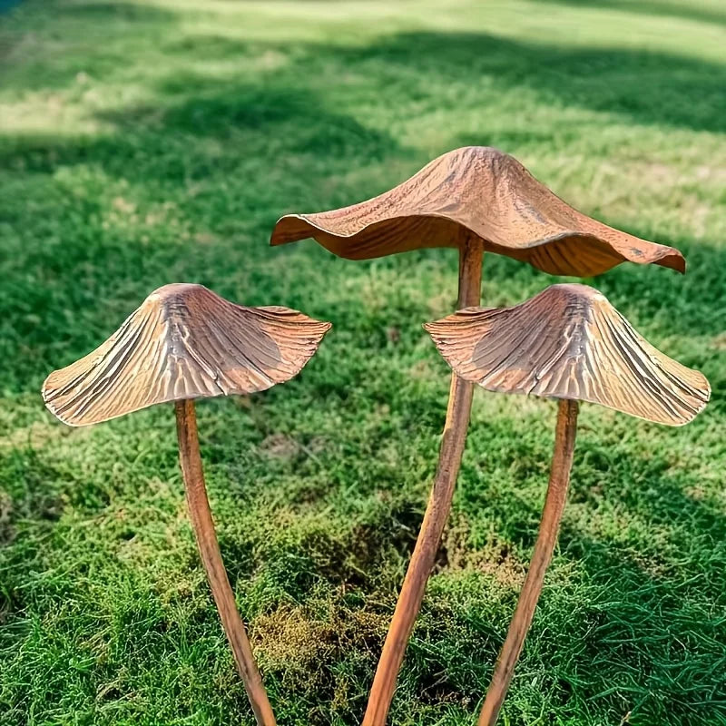 Ensemble de décorations de jardin champignons rouillés en métal rétro, plaque champignon rouillée pour extérieur, pour pelouse, décoration de jardin, décoration d'Halloween