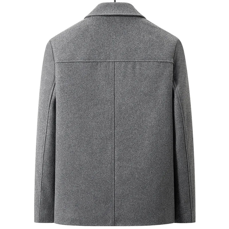 Autumn Winter Wool Jackets Men Turn Down Collar Business Casual Woolen Outwear Coats Male Solid Thick Wool Blends Jacket Coat