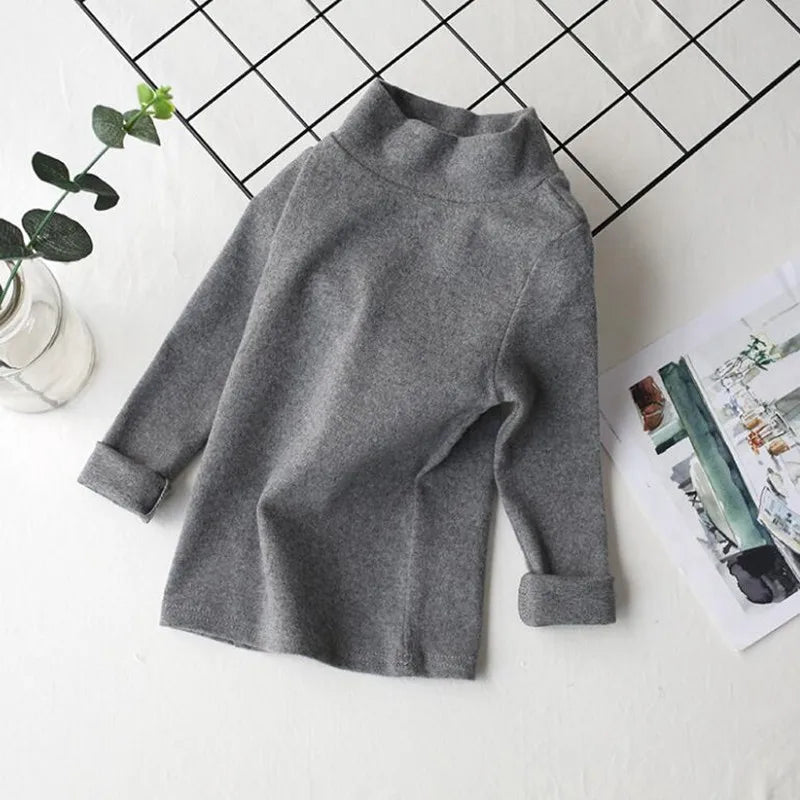 Kids’ Cotton Long-Sleeve Turtleneck Top