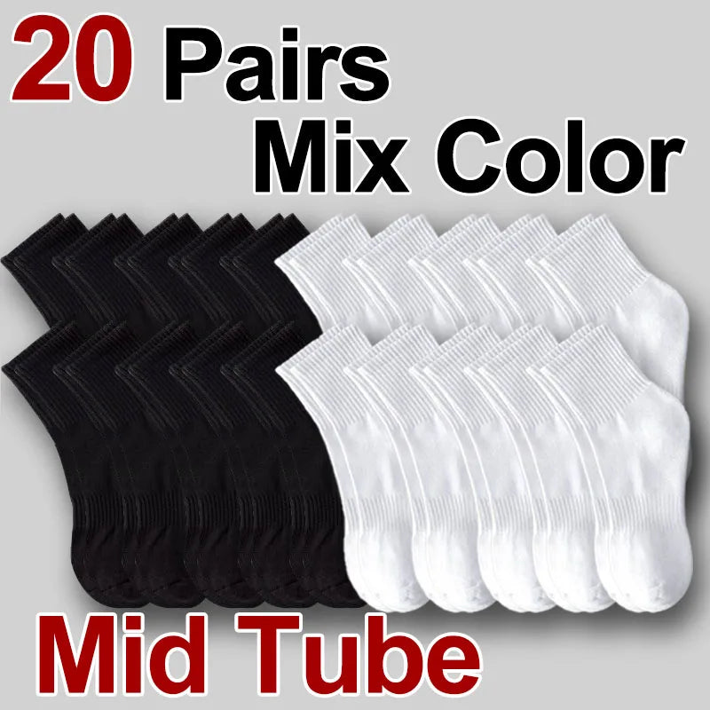 5/10/20 Paar neutrale Socken in Unifarben mit Rundhalsausschnitt, für Frühling und Sommer, schweißabsorbierend, atmungsaktiv und bequem, Sportsocken für alle Jahreszeiten