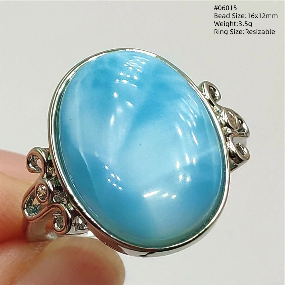 Anello regolabile in argento 925 con larimar