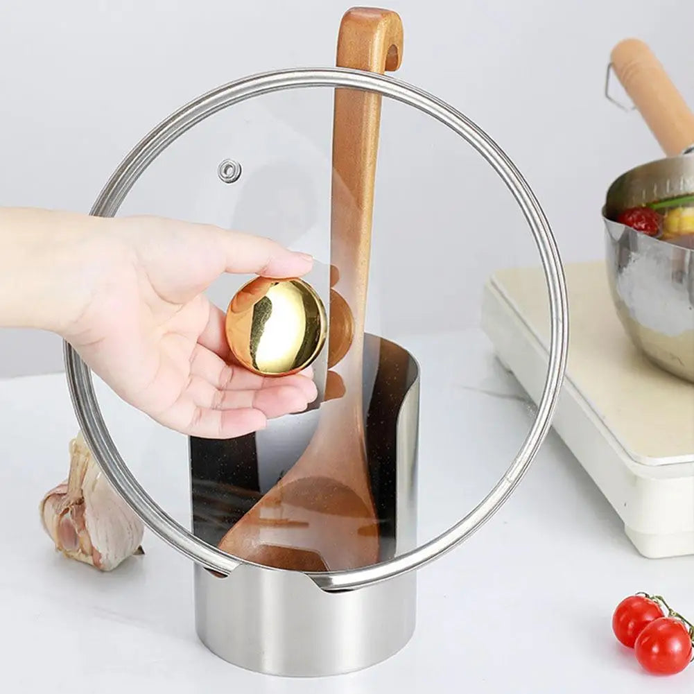 2in1 Stainless Steel Spoon Holder Rack Steel Lid and Utensil Holder, Multipurpose Kitchen Organizer for Spoons, Ladles, Cutting