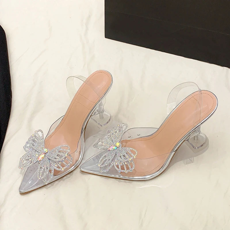 Slingback donna Liyke trasparenti con farfalla luminosa
