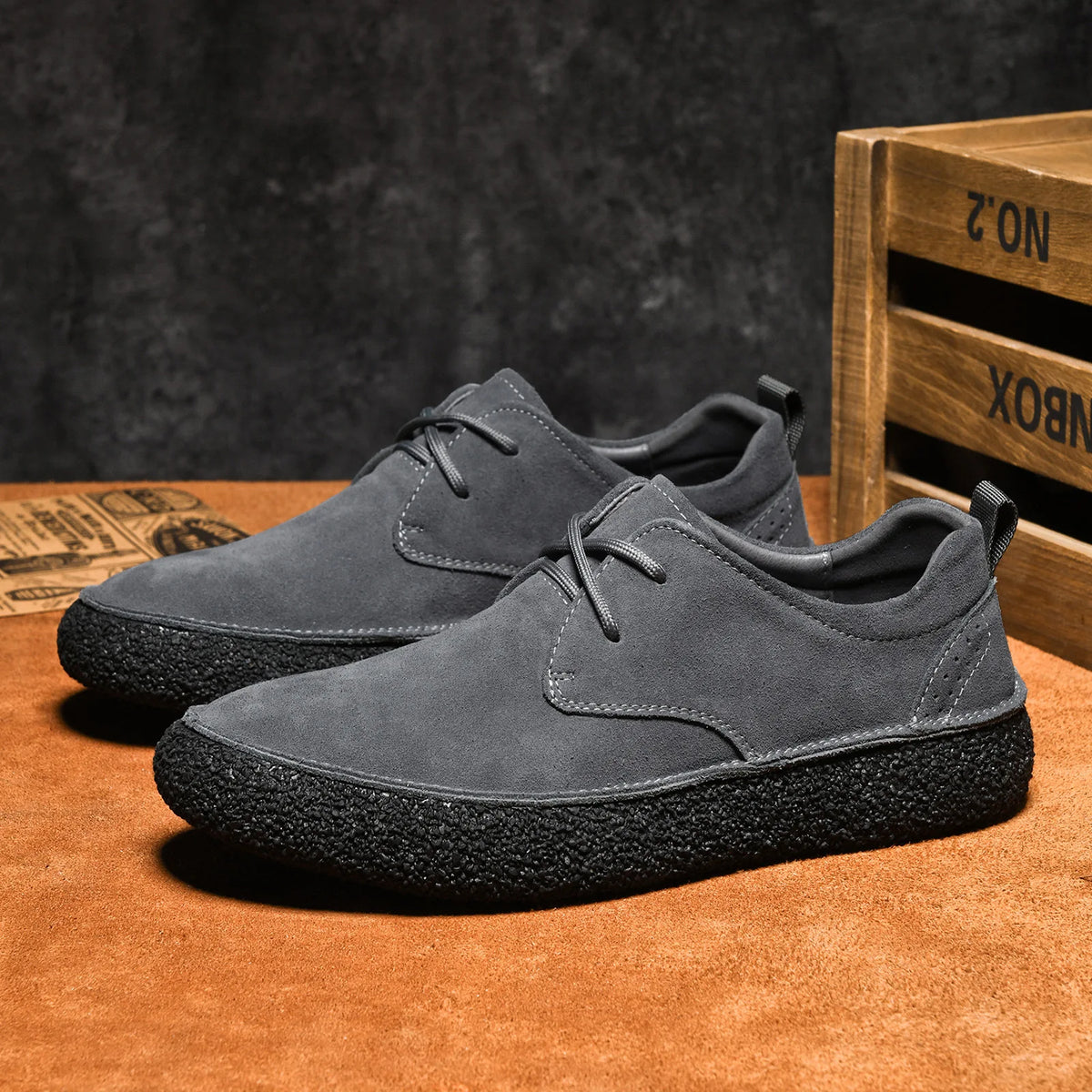 Mens Shoes New Autumn Frosted Leather Casual Shoes Lace-up Men Light Comfortable Driving Flats Sneakers Men Outdoor Oxfords Shoe