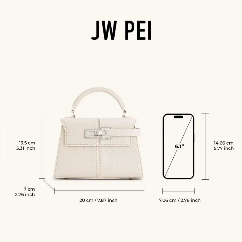 JW PEI Elegant Grained Leather Shoulder Bag Luxury Top-Handle Crossbody Bag for Women Lock Classic Satchel Handbag