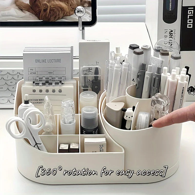 Rotating 2-in-1 Plastic Desk Organizer