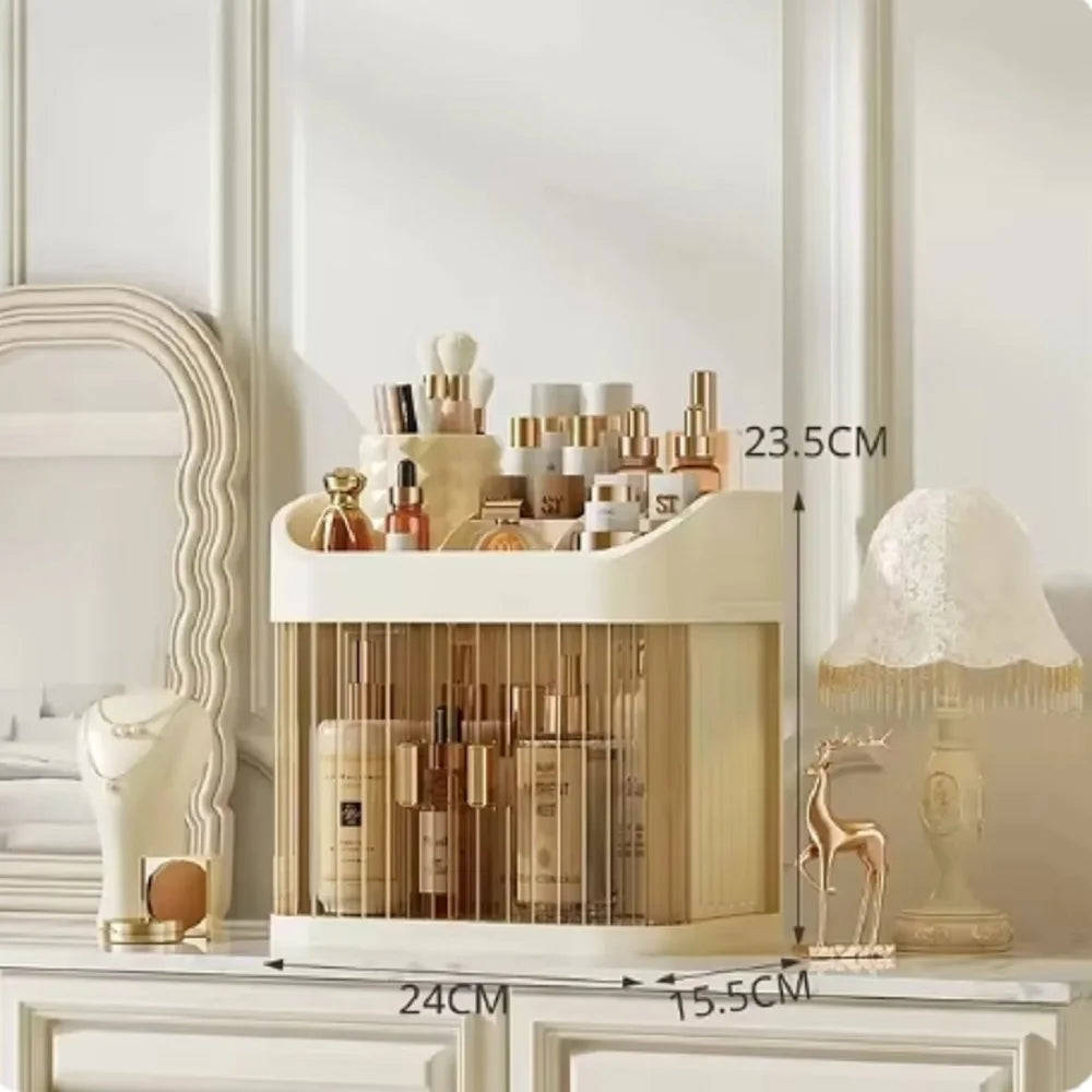 Kosmetik-Aufbewahrungsbox, große Kapazität, Schminktisch, Hautpflegeprodukte, Aufbewahrungsschrank, Schubladen-Organizer, Tisch-Staubschutzbox