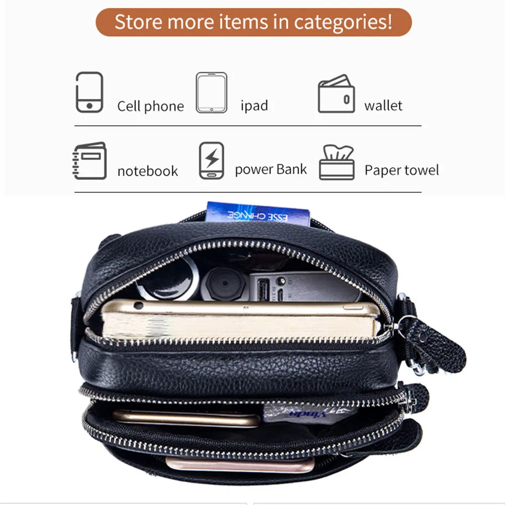 BULLCAPTAIN Genuine Leather Messenger Bag