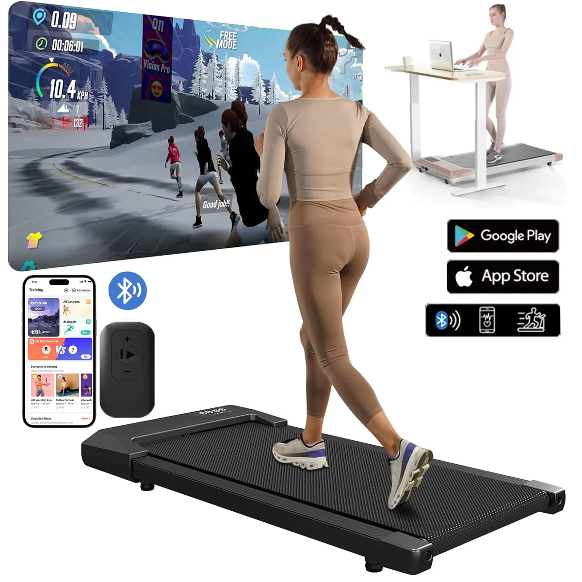 300-lbs-Laufband für zu Hause, 2,5-PS-Laufband, Walking Pad, LCD-Digitalanzeige, 2-in-1-Fitnessgerät zum Gehen, Laufen und Trainieren