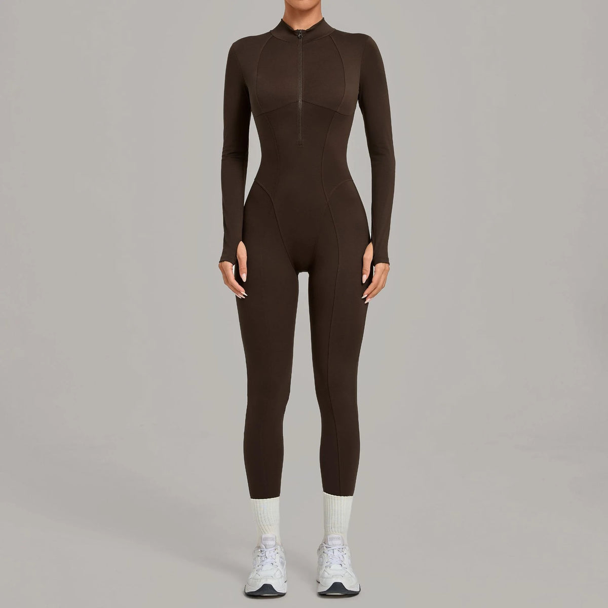 Sportoverall für Damen, langärmelig, mit Reißverschluss