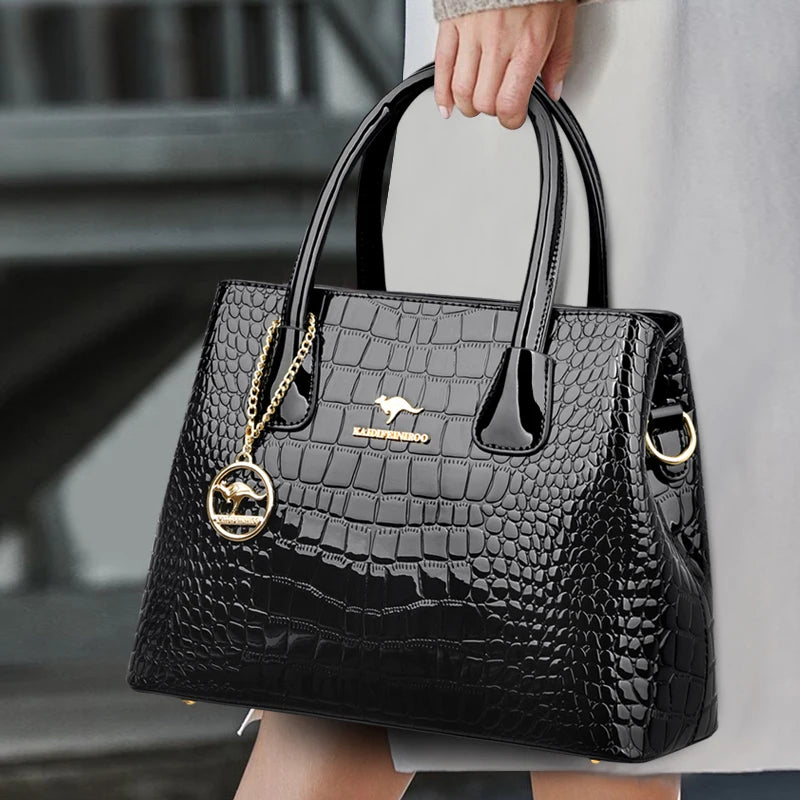 2026 Luxury Designer Handbag Brand Ladies Crocodile Patterned Patent Leather Tote Bag Crossbody Shoulder Bags For Women Bolsos