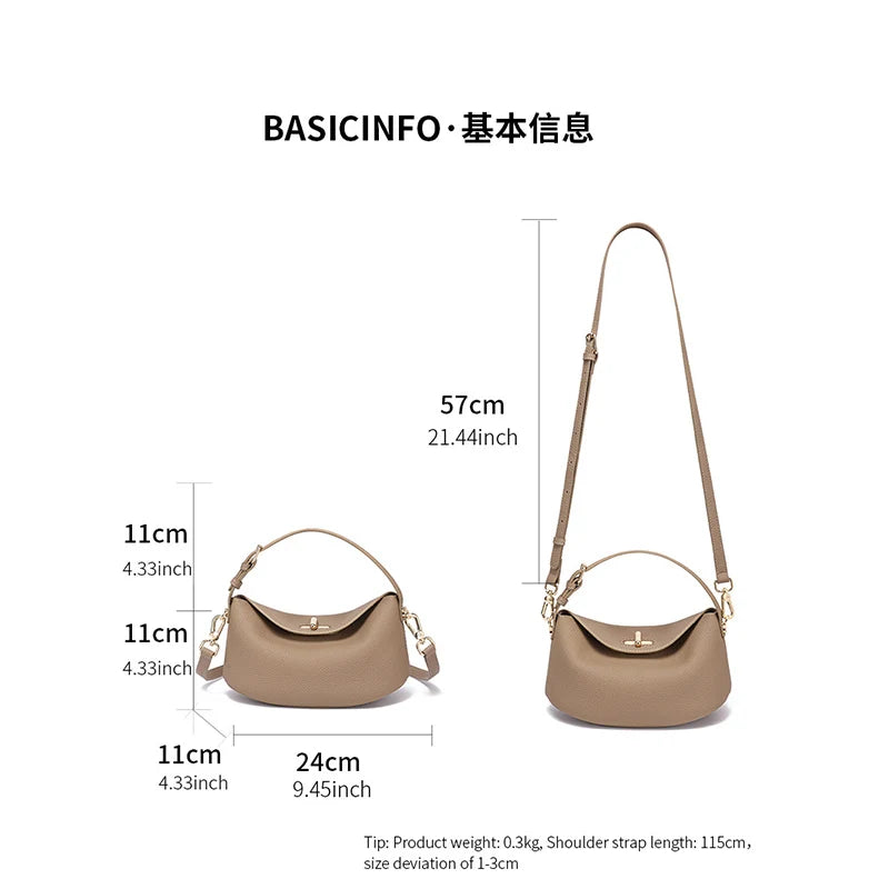 TOPHIGH New Genuine Leather Bucket Bag Simply Crossbody Bags For Women Luxury Designer Fashion Handbag Ladies Shoulder Purse Bag