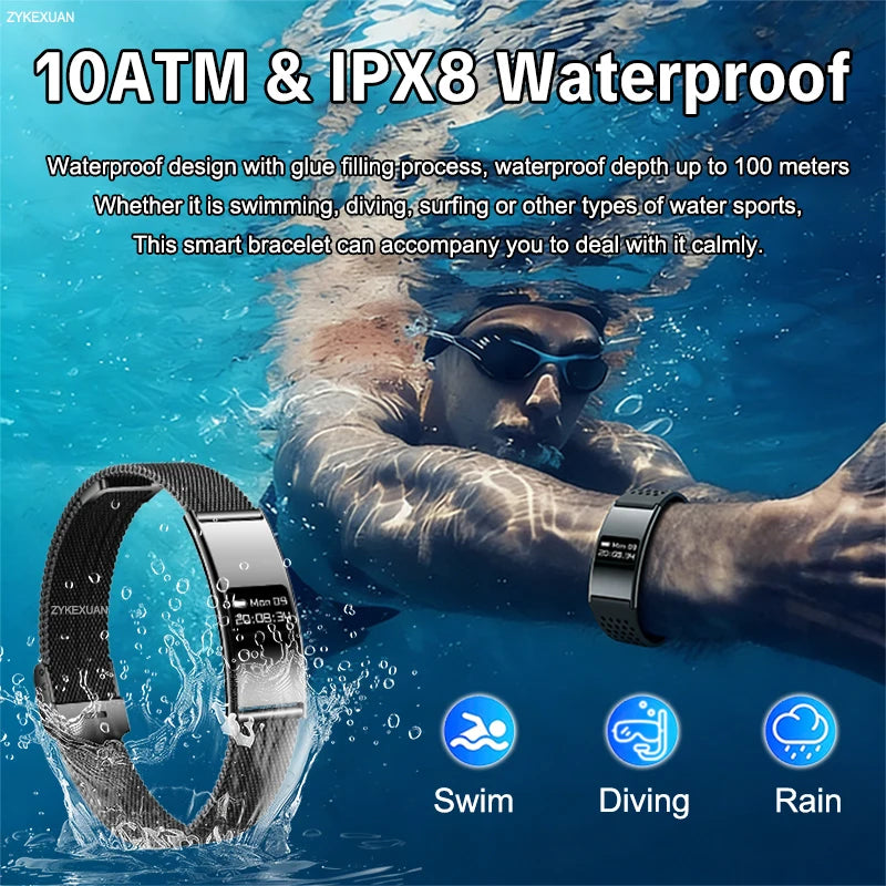2026 New Fitness Tracker Smart Bracelet Men Women IPX8 Waterproof Heart Rate Sleep Outdoor Sport Pedometer GPS Track Smartwatch