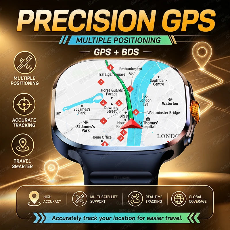 5G/4G LTE SIM Smart Watch 2.4" AMOLED 8+128GB GPS Map NFC WiFi Video Call Chat GPT Android Smart Watch Men Support Download APP