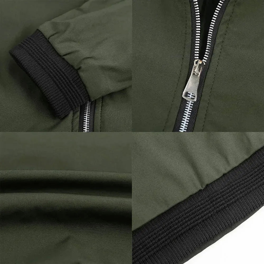 Autumn New Jackets for Men Solid Color Bomber Jacket Coat Business Stand Collar Male Windbreaker Outwear Mens Zipper Streetwear