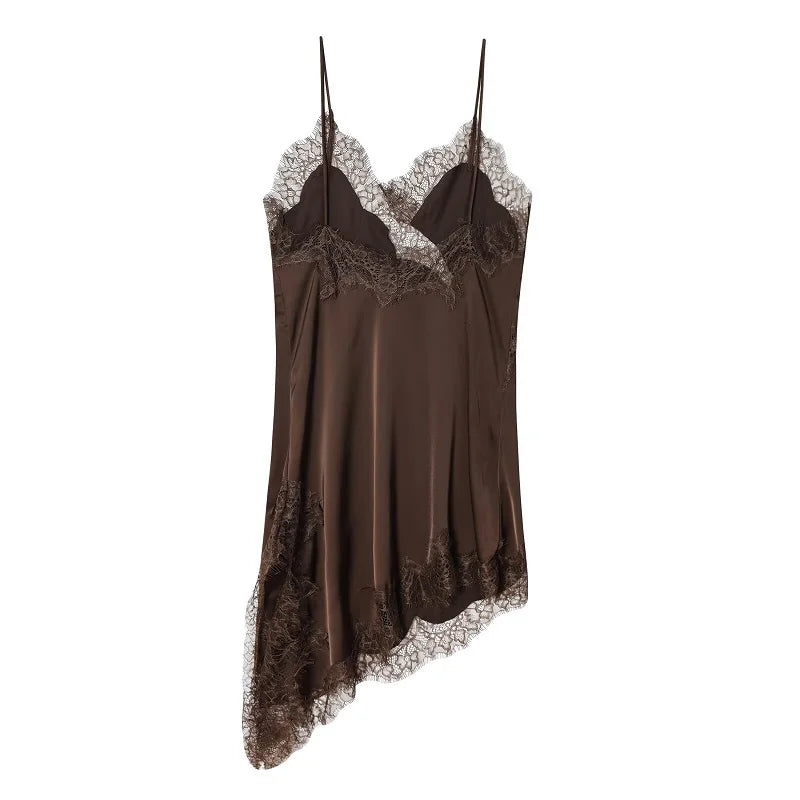 Women's short dress with thin straps and V-neck