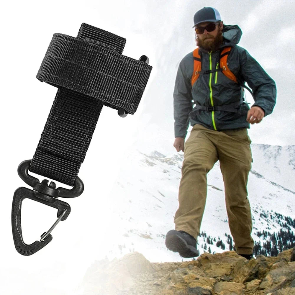 Multi-purpose Nylon Gloves Hook Outdoor Camping Tactical Climbing Rope Holder Anti-lost Hanging Buck Strap Safety Clip Belt