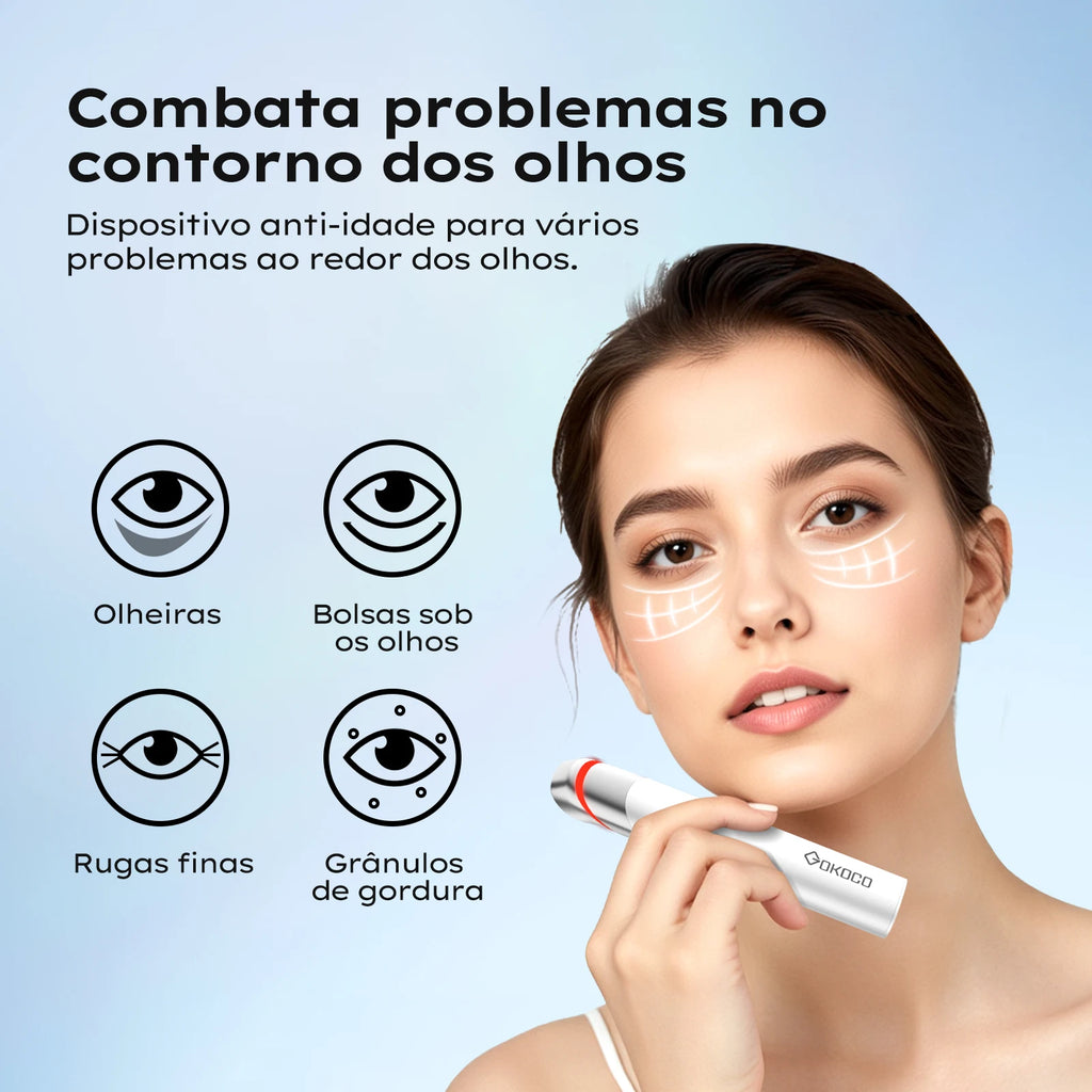 Appareil de beauté oculaire 4-en-1 avec compresse chaude, masseur facial LED et masseur pour le contour des yeux, les cernes et les soins du visage