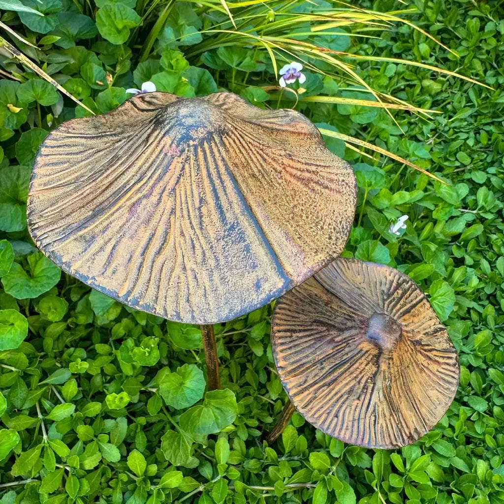 Ensemble de décorations de jardin champignons rouillés en métal rétro, plaque champignon rouillée pour extérieur, pour pelouse, décoration de jardin, décoration d'Halloween
