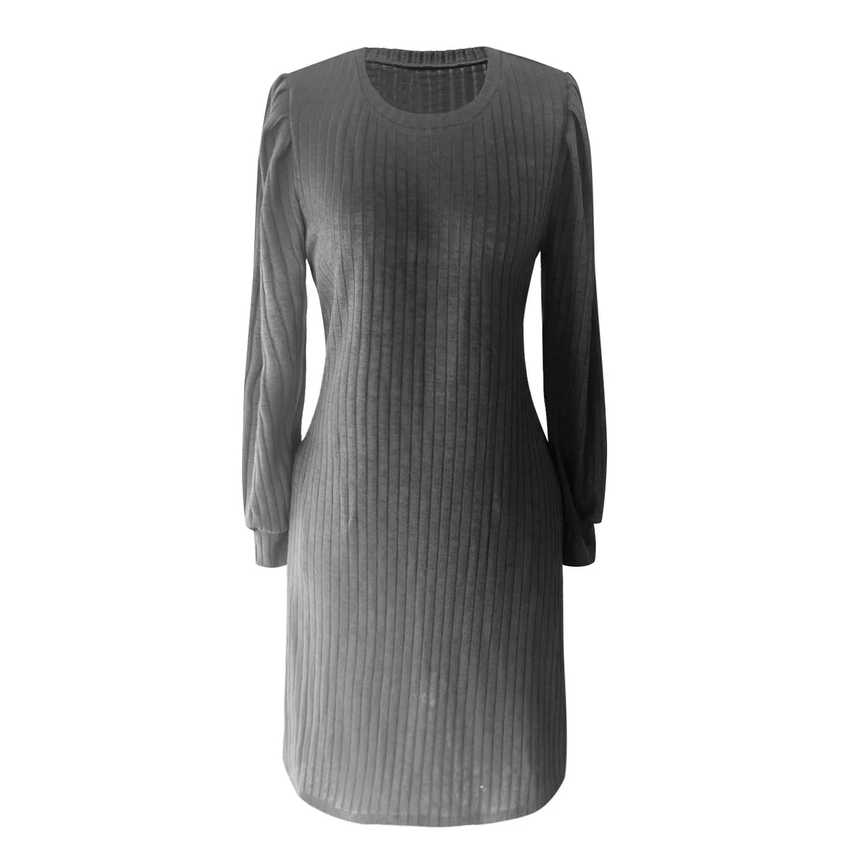 Abito in maglia da donna con tasche e maniche a sbuffo