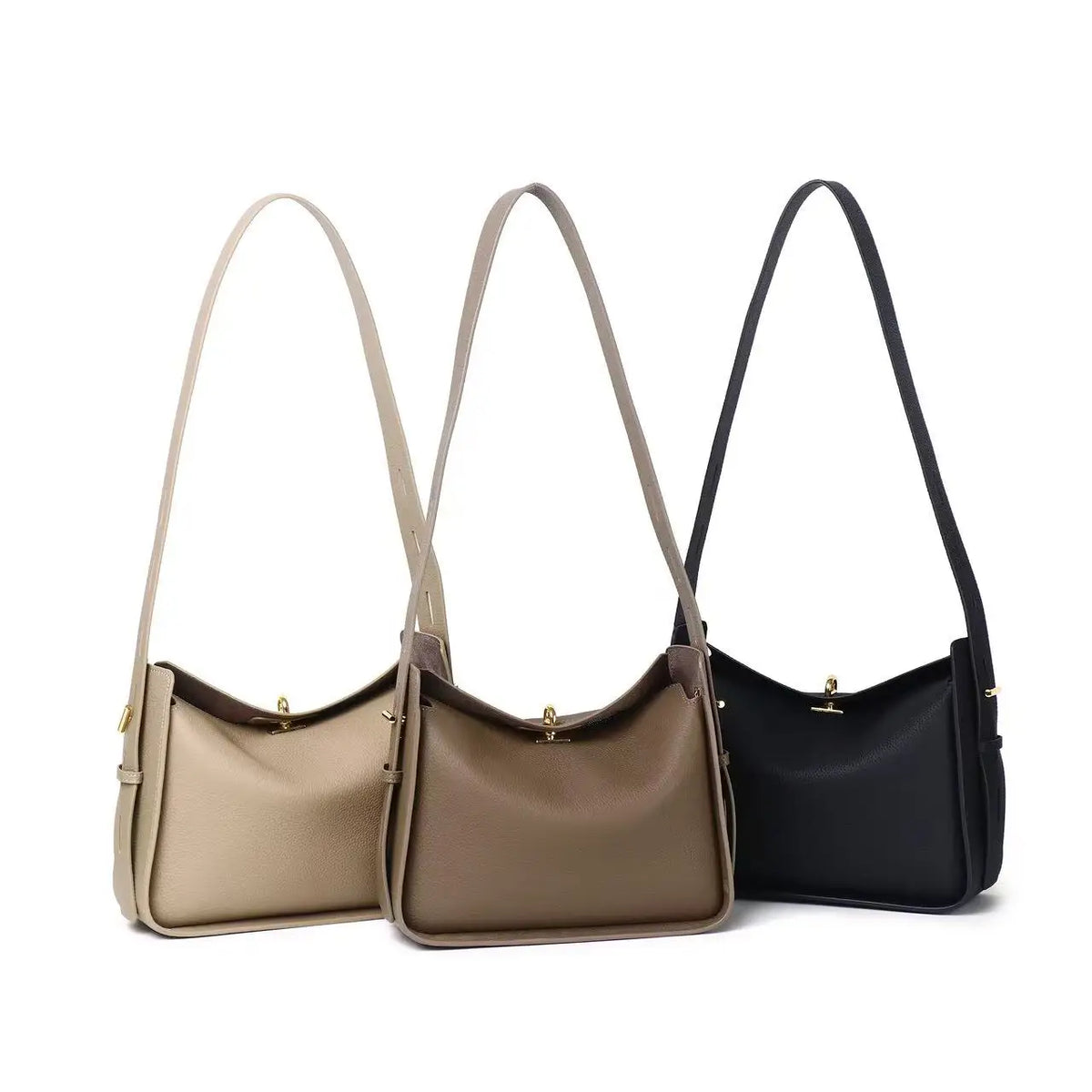 Women's Genuine Leather Wide Shoulder Strap Bags Luxury Designer Crossbody Shoulder Bag Ladies Handbag High Quality Commute Tote