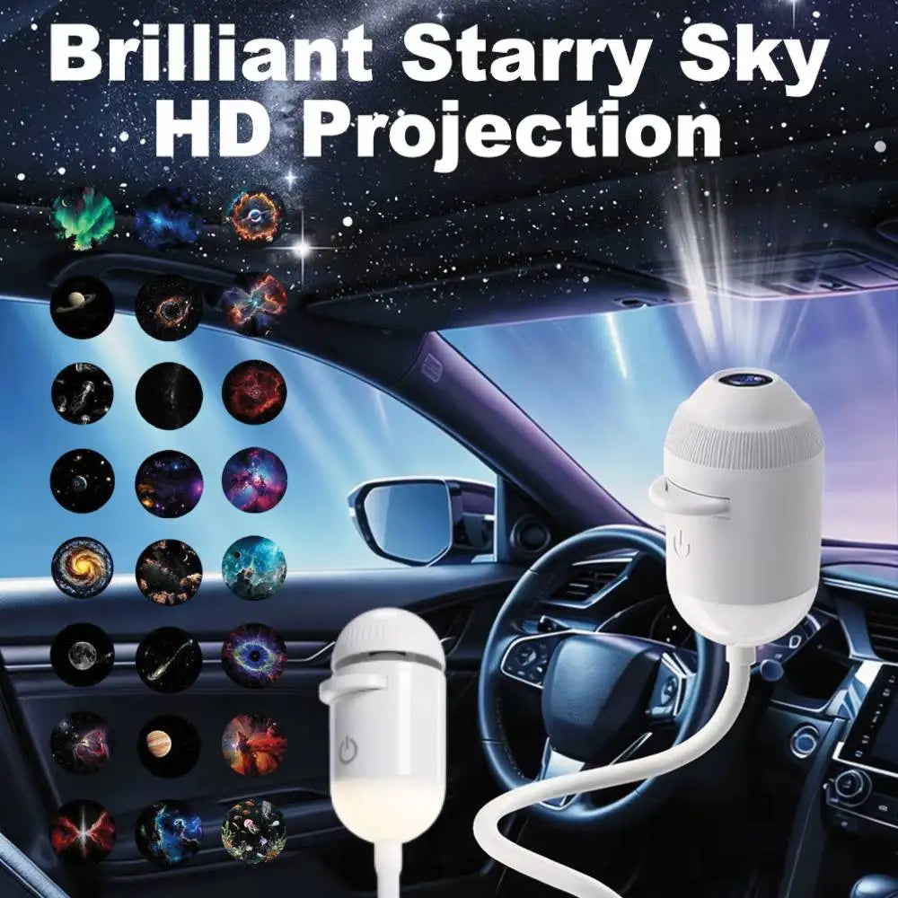 USB Mini Galaxy Sternenprojektor Stern mit Multi-Projektionsfolien Sternenhimmlische Weltraum-Atmosphäre Nachtlicht Kinder Auto Heimdekoration