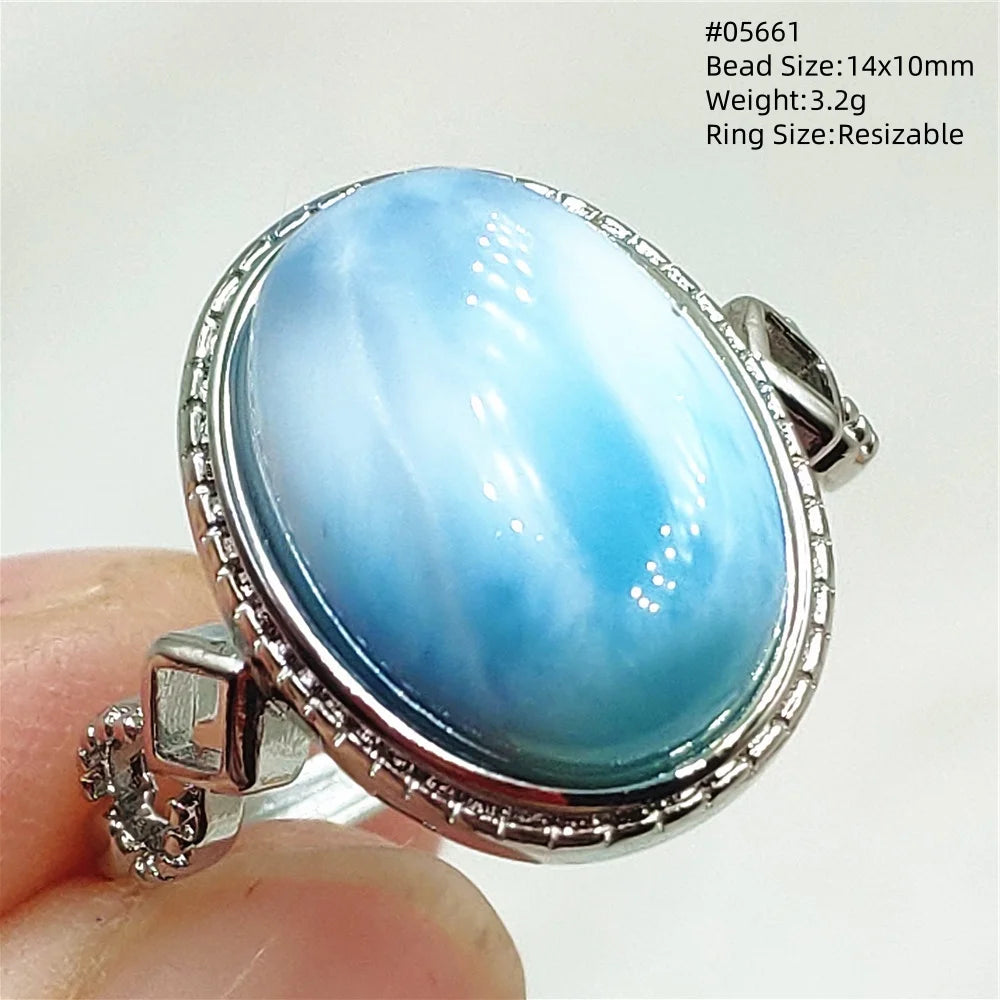 Anello regolabile in argento 925 con larimar