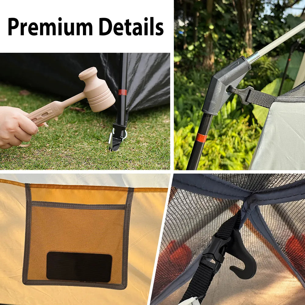 Outdoor Folding Camping Tent for 4-6 Person Tow-Bedroom And One-living Room Design Portable RainProof SunProof Tents for Hiking Travel Fishing