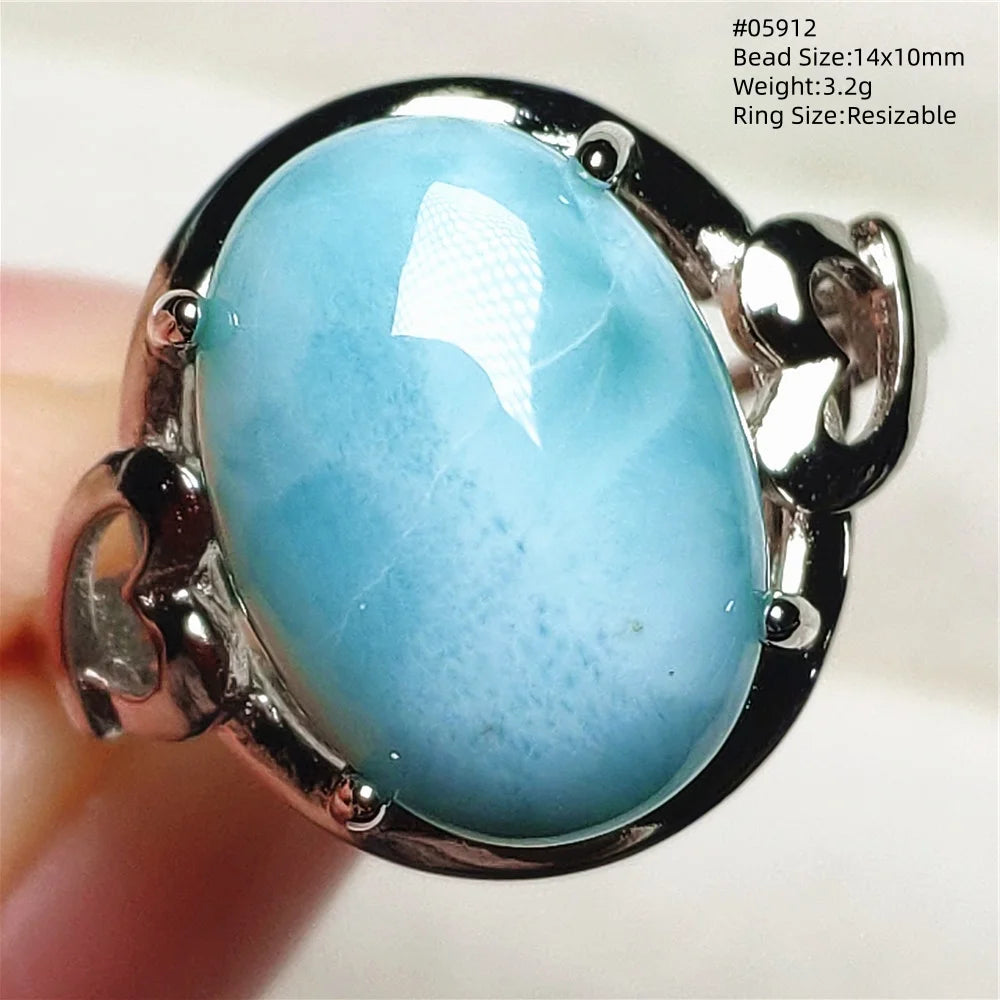 Anello regolabile in argento 925 con larimar