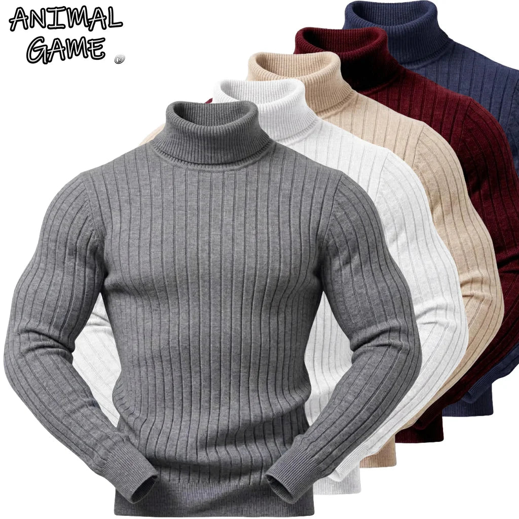 Maglione uomo a collo alto a righe