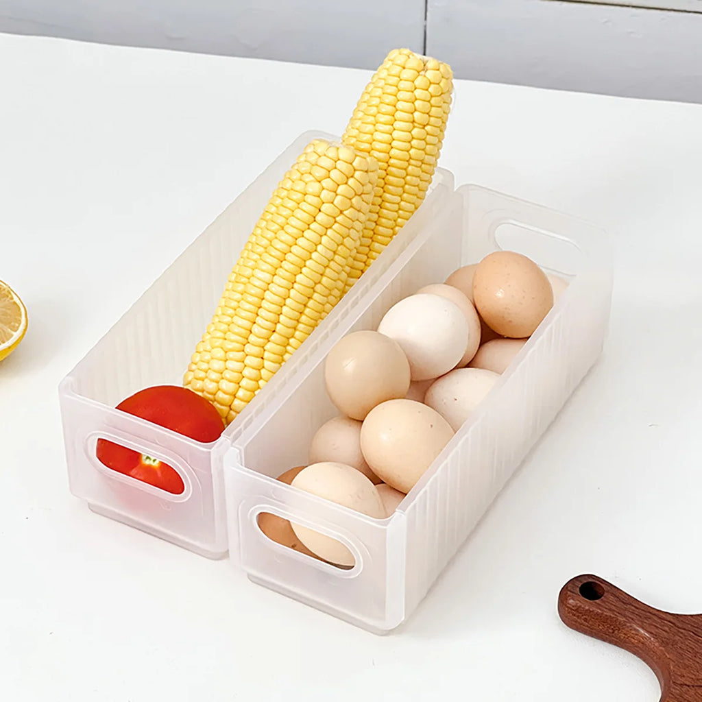 WORTHBUY Faltbare Kühlschrank-Aufbewahrungsbox aus Kunststoff, ausziehbare Organisationsbox für Obst und Gemüse, Küchenaufbewahrung mit großem Fassungsvermögen