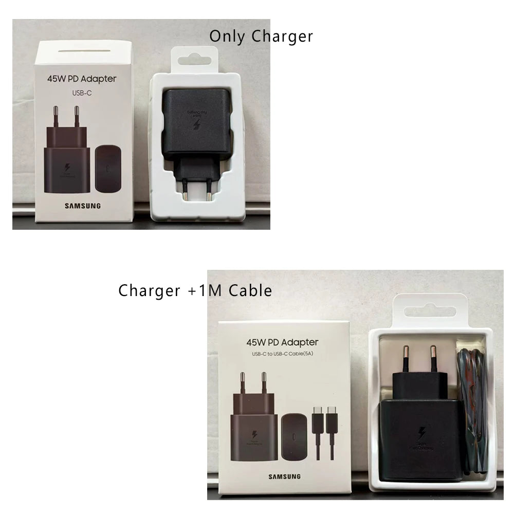 Samsung 45W PD Charger Super Fast Charging For Galaxy S25 Ultra Plus FE S24 S23 S22 A56 A55 A36 A17 EU Adapter 5A Type C Cable