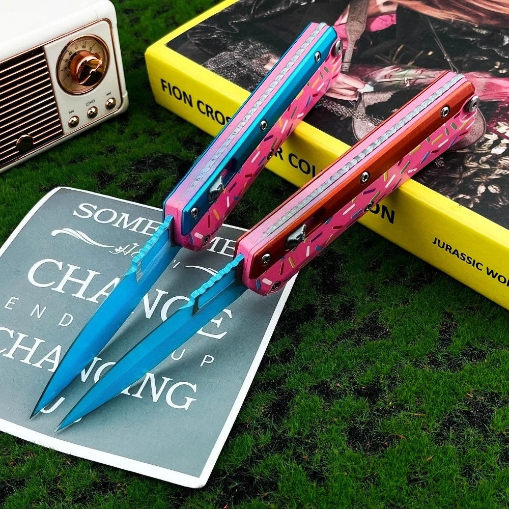 Multifunctional Outdoor Folding Knife, 440C Blade, Donut-Shaped Zinc Alloy Handle, High-Quality Camping, Fishing, and Rescue Tool Gift