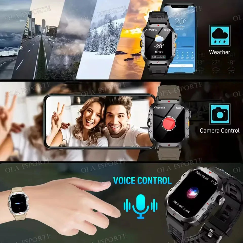 GPS Outdoor Smartwatch with Flashlight and Bluetooth Calling