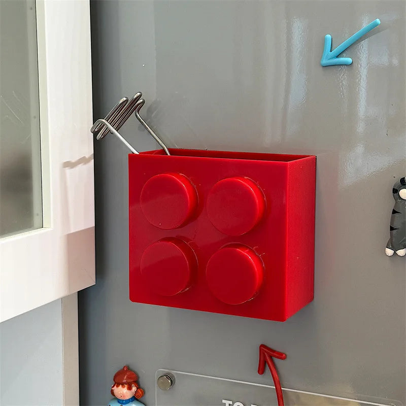 Magnetic Storage Box Building Blocks Storage Rack  Kitchen No-Drill Refrigerator Magnet Storage Box Wall-mounted Container