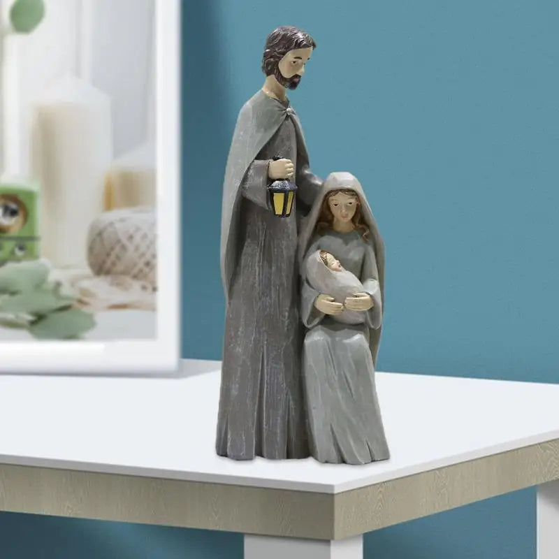 Christmas Holy Family FigurinesPiece Nativity Scene Figurine Wooden Christmas Religious Art Decor Statue Suitable For Home