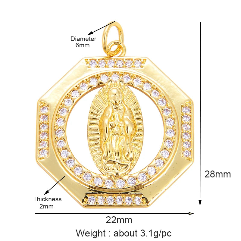 Ciondolo religioso con Gesù e Madonna per collana o bracciale