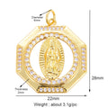 Religious Stye Jesus Virgin Mary Charm Geometry Pendant,Holy 18K Gold Inlaid Cubic Zirconia Jewelry Necklace Accessories M14