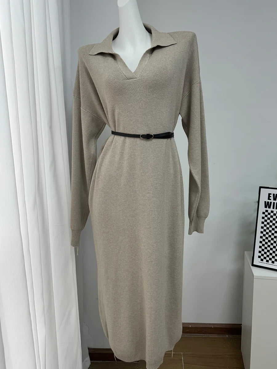 Abito midi donna in maglia con maniche lunghe — immagine 8