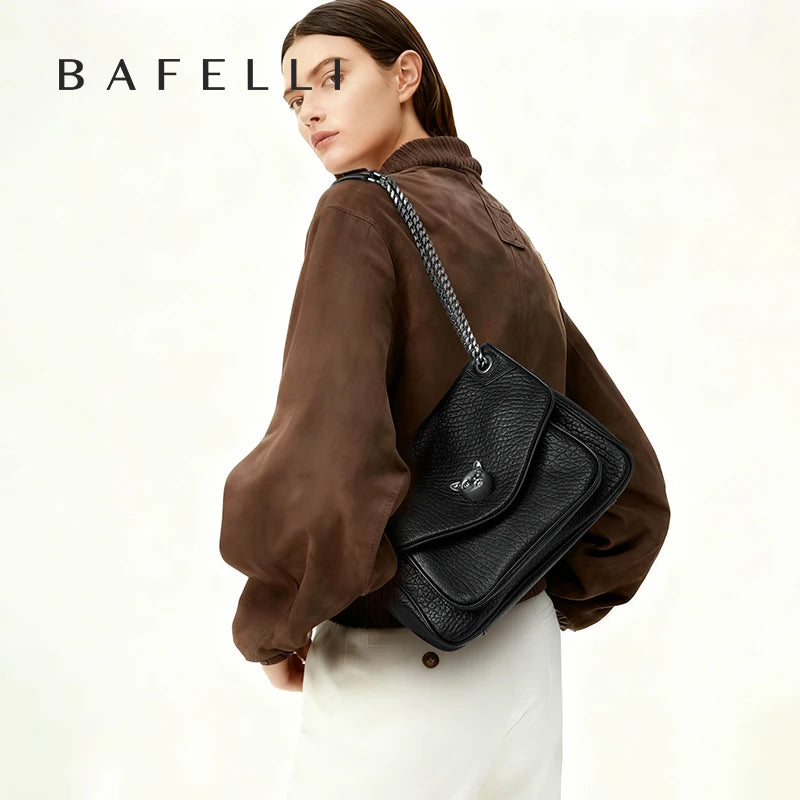 BAFELLI Trendy Chained Tote Bag for Women, Soft Leather Crossbody & Shoulder Bag, 2026 New Fashion Chic Luxury Handbag